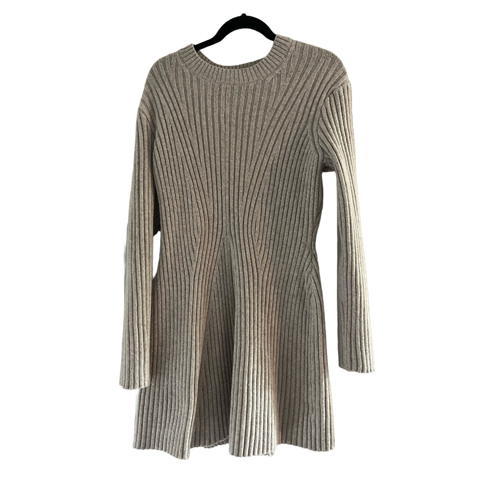 Classic Ribbed Knit Mini Dress - Ivory - Picture 2 of 5